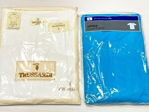 (送料無料)新品未使用品 TRUSSARDI トラサルディ メンズ Tシャツ+ ユニクロ カラークルーネックTシャツ☆サイズL コットン100%