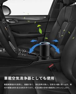 車用空気清浄機 車載 空気清浄機 卓上 小型 イオン発生器 マイナスイオン USB充電式 LEDライト 軽量 静音 タバコ ほこり ペット