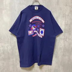 古着 used　90s　MICKEY＆CO　Disney　ディズニー　ミッキー　半袖プリントTシャツ　ネイビー　紺　オーバーサイズ