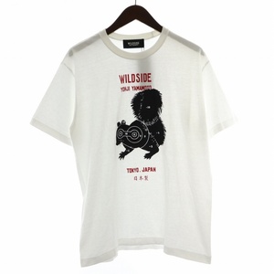 未使用品 YOHJI YAMAMOTO WILDSIDE Squirrel Hunting T-shirt Tシャツ カットソー ロゴ プリント 半袖 3 L 白 WE-T04-003