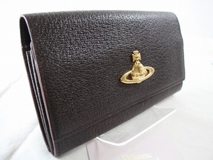 1円　新品同様　ヴィヴィアンウエストウッド　Vivienne Westwood　★　がま口　長財布　★　ダークブラウン　レザー　MA14