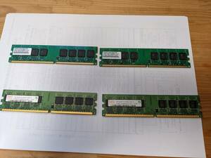 SK hynix PC2-6400U DDR2 1GB×２枚、 　NB　DDR2　800Mz-CL5　2枚　　合計4GB デスクトップ用 メモリ 動作品