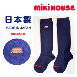 【新品】 ミキハウス バス柄 ワンポイントソックス キッズ 17-19cm ワンポイント ネイビー　紺　MIKIHOUSE