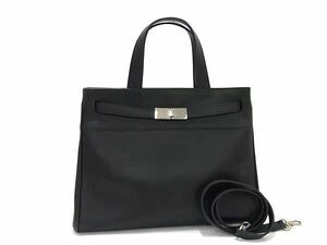 1円 ■美品■ FURLA フルラ レザー 2WAY ショルダーバッグ ハンドバッグ レディース ブラック系 BL2640