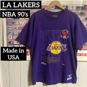 90s USA製 NUTMEG NBAロサンゼルスレイカーズLOSANGELS LAKERS TEAM TEEオールドヴィンテージチームTシャツ 送料込み