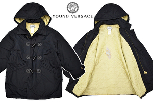 A-4703★YOUNG VERSACE ヤング ヴェルサーチ★子供キッズ 黒 メデューサボタン 中綿キルティング Pピーコート ジャンパー ジャケット 8 