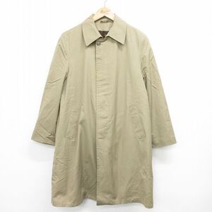 L/古着 長袖 ステンカラー コート メンズ 80s ロング丈 ベージュ カーキ 23oct31 中古 アウター