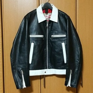 666 Leather Wear シングルライダースジャケット MY WAYMAN ホワイト ブラック 白 黒 36 lewis leathers ルイスレザー ドミネーター 