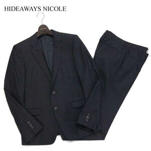 HIDEAWAYS NICOLE ハイダウェイ ニコル 総裏★ ヘリンボン ストライプ セットアップ スーツ Sz.46　メンズ ビジネス　I3T01903_B#N