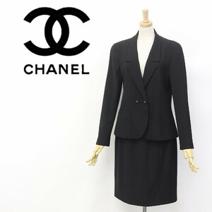 美品 ヴィンテージ◆CHANEL/シャネル 96P ココマーク釦 裏地シルク 裾チェーン ジャケット＆スカート スーツ セットアップ 40