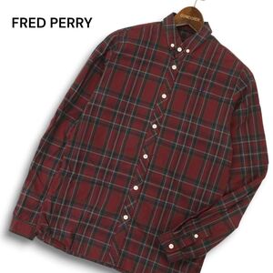 FRED PERRY フレッドペリー 通年 Slim Fit ロゴ刺繍★ 長袖 ボタンダウン チェック シャツ Sz.XS　メンズ　C4T08276_9#C