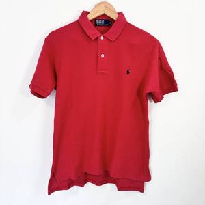 F683ii　POLO RALPH LAUREN（ポロ ラルフ ローレン）　サイズL　ポロシャツ　プルオーバーシャツ　半袖　レッド系　レディース　綿100％