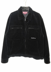 シュプリーム SUPREME 21AW CORDUROY ZIP JACKET S コーデュロイ フルジップ ジャケット ロゴ ブラック 【ブランド古着ベクトル】☆AA★240