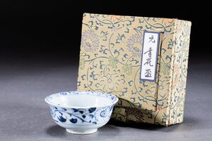 【華】某有名収集家買取品 時代物 中国伝来 元青花盃 染付き茶碗 共箱 茶煎道具 古美術 骨董品A240100073-QI