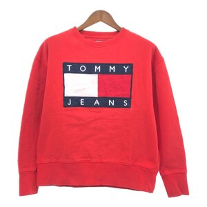 TOMMY JEANS トミージーンズ ロゴ スウェット トレーナー レッド (メンズ M) Q1365