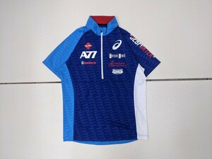 10．アシックス asics XA6156　A77 ハーフジップＴシャツ　速乾 ランニング　トレーニング　シャツメンズL青白赤 x702