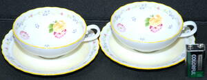 ☆極美品☆保管品☆Noritake☆ノリタケ☆JEUNE FLEU☆ジュヌフレール☆陶器☆イエロー系☆花柄☆ティーカップ＆ソーサー揃☆ペアセット