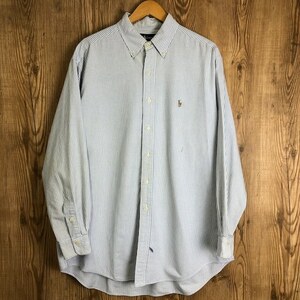 90s RALPH LAUREN ストライプ柄 ボタンダウン 長袖シャツ メンズXLサイズ位 90年代 ラルフローレン 古着 e24031909