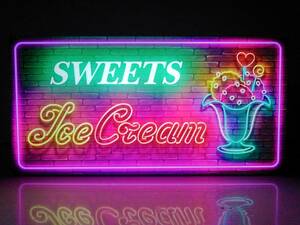 アイスクリーム ソフトクリーム アイスキャンディー スイーツ お菓子 店舗 自宅 看板 置物 アメリカン雑貨 ライトBOX 電飾看板 電光看板