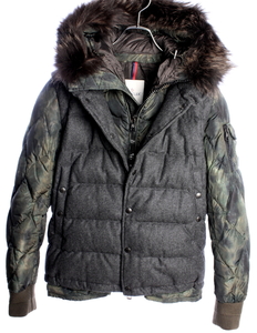 37万9000円　モンクレール　ファー ウール×ナイロン　ダウン ジャケット　MONCLER 国内正規品 #B3