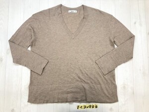 ZARA KNIT ザラニット レディース 裾スリット Vネック 薄手 ニットソー M ブラウン