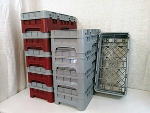 10個セット CAMBRO■ハーフサイズ カップラック10仕切 クランベリー ソフトグレー HBR-258 キャンブロ 業務用食洗機 アメリカ 積み重ね②