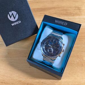 未使用　セイコー　 腕時計　WIRED　クロノグラフ　ブルー　電池交換済　ステンレスベルト　ワイアード　SEIKO