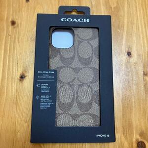 COACH IPHONE15 ケース シグネチャー キャンバス ベージュ