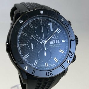 特別セール！極美品 EDOX エドックス クロノオフショア1 自動巻き腕時計 01122-37N1-NIN1-S ブラック クロノグラフ デイト ラバーベルト