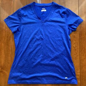 FILA・フィラ・半袖Tシャツ・ストレッチ生地・フィットネスウェア・ブルー・M