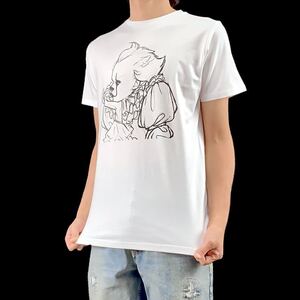 新品 IT ペニーワイズ スティーヴンキング ピエロ ドローイング デッサン Tシャツ S M L XL ビッグ オーバーサイズ XXL~5XL ロンT パーカー