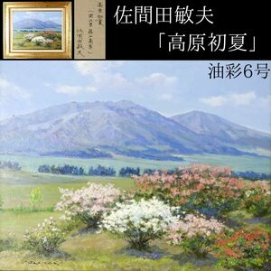 【LIG】真作保証 佐間田敏夫「高原初夏」油彩6号 額装 裏書有 双樹会参与 明彩会会員 資産家収蔵品 [.EW]24.09