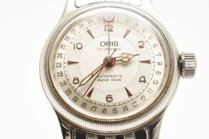 稼働品 オリス ラウンド シルバー 裏スケ 自動巻き メンズ 腕時計 ORIS