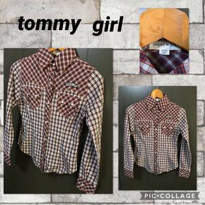 ◆tommy girl トミーガール 長袖 シャツ コンビネーションチェック柄 ウエスタン レディースXS XS～S 日本製 販売価格\9240税込 美品 