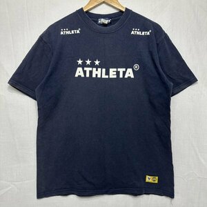 ATHLETA アスレタ メンズ ショート スリーブ 半袖 T シャツ 紺 ネイビー L アメリカ USA 製 サッカー フット サル ボール b19801