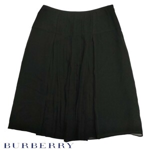 BURBERRY LONDON /バーバリー レディース 膝丈フレアスカート シルク100% ブラック 38サイズ 薄手 I-4730