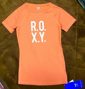 匿名配送料無料 未使用 ロキシー ROXY ラッシュガード 半袖 レディース XS オレンジ ネオン 海水浴 日焼け防止 UPF+50 サーフィン 水着