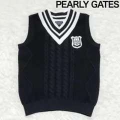 PEARLY GATES パーリーゲイツ Vネック ニット ベスト ワッペン