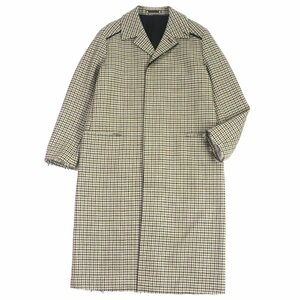 極美品▼Paul Smith ポールスミス 20AW 350UR ウール100% 千鳥格子柄 比翼仕立て ロング コート ブラウン系 L 日本製 正規品 メンズ