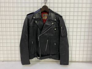 サ6066M★ヴィンテージ　旧タグ　KADOYA　Leather Wear 　ダブルライダース　ジャケット　Mサイズ★