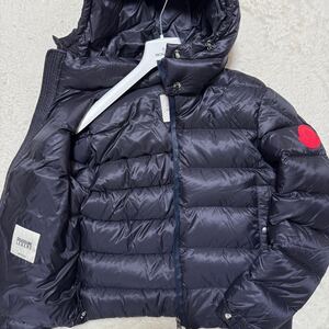 【極美品 L相当】確実国内正規品MONCLER モンクレール ARVES ダウンジャケット フーディ 2 ネイビー ナイロン ワッペン アウター メンズ