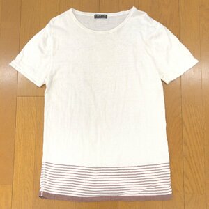 BARNEYS NEWYORK バーニーズニューヨーク 麻 リネンコットン サマーニット チュニック カットソー L セーター Tシャツ 半袖 レディース