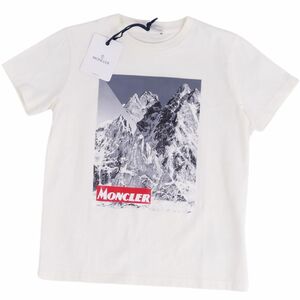 極美品 モンクレール MONCLER Tシャツ カットソー 半袖 ショートスリーブ プリント トップス レディース 12A アイボリー cg11mm-rm10f07307