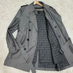 未使用級!!希少LL バーバリーブラックレーベル BURBERRY BLACK LABEL トレンチコート ノバチェック キルティングライナー シルバーグレー