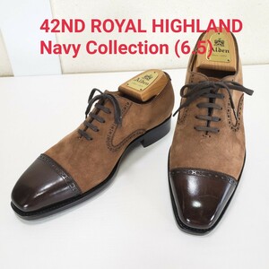 美品◆42ND ROYAL HIGHLAND Navy Collection 42ロイヤルハイランド ストレートチップ スウェードレザーシューズ ビジネス 革靴(6.5)茶色