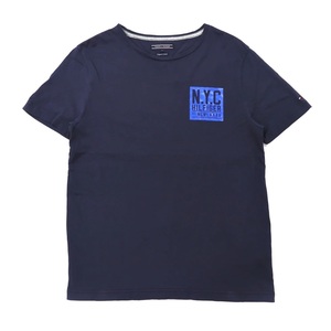 TOMMY HILFIGER クルーネックTシャツ L ネイビー コットン ロゴプリント