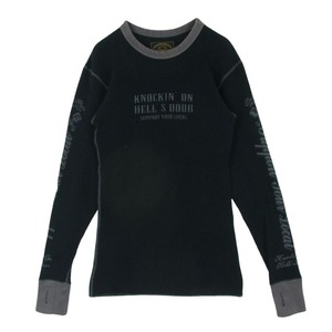 スカルフライト SKULL FLIGHT DOUBLE THERMAL CREW NECK サーマル クルーネック ワッフル カットソー 長袖 黒系 38【中古】