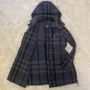 【美品】バーバリーロンドン レインコート メガノバチェック Aライン フード L BURBERRY LONDON トレンチコート ライトアウター 三陽商会 