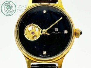 2407604216　▽ VULCAIN ヴァルカン レディース 腕時計 手巻き式 17石 裏スケ スケルトン文字盤 ゴールド 3P 石付き ヴィンテージ