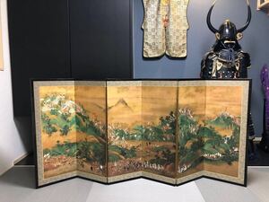 屏風 金屏風 六曲一双(右隻) 賤ヶ岳合戦図屏風 